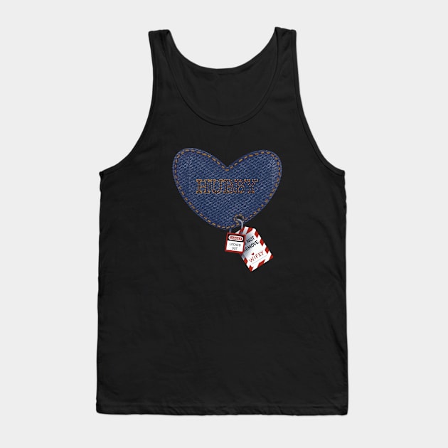 Romantic Hubby Wifey Electrician Lockout Tagout Denim Heart Tank Top by The Trades Store